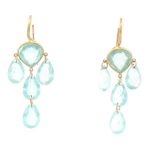 Aquamarine Chandelier Earrings | 22K Yellow Gold