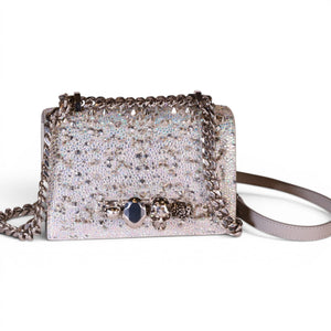 Alexander McQueen Crystal Studded Mini Jewelled Satchel Silver