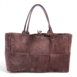 Brown Bottega Veneta Suede Intrecciato Medium Arco Tote