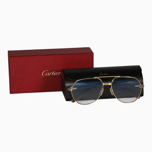 Cartier Santos Aviator Sunglasses Gold-Tone Blue Gradient