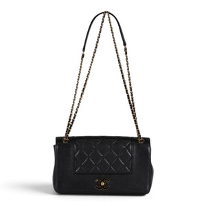 Chanel Black Quilted Leather Diana Flap Bag Gold Hardware