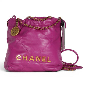 Chanel 22 Small Calfskin Leather Bag in Purple