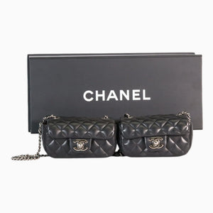 Chanel Black Lambskin Quilted Mini Twin Classic Flap Bag