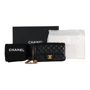 Chanel Mini Flap Black Lambskin Gold Chain Crossbody Bag