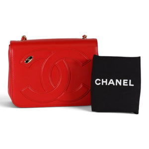 Chanel Lambskin CC Mania Flap Bag Red