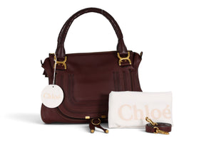 Chloé Small Marcie Leather Satchel Burgundy