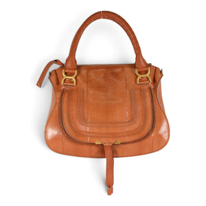 Chloé Tan Python-Embossed Leather Medium Marcie Satchel