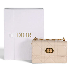 Dior Caro Small Bag Beige Cannage Quilted Leather Gold Hardware