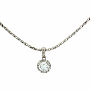 0.75CTW Diamond Halo Pendant and Rope Necklace | 14K White Gold