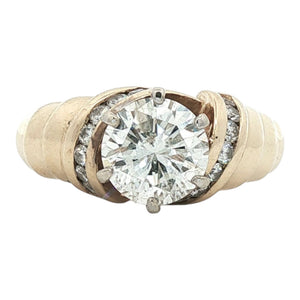1.6 CTW 6 Prong Engagement Ring | 14K Yellow Gold