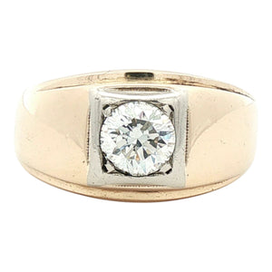 1CT Men's Diamond Ring | 14K Yellow Gold