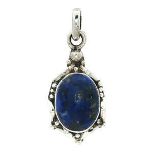 Bead Accent Blue Pendant | Sterling Silver