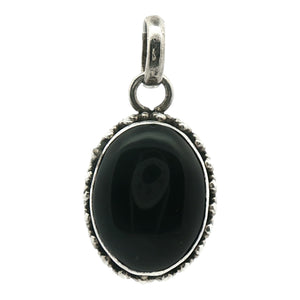 Bead Accented Dark Brown Pendant | Sterling Silver