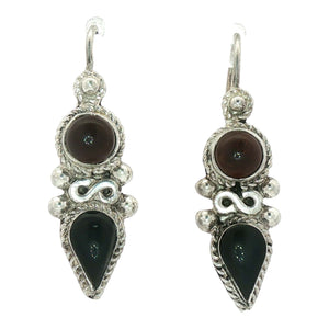 Black and Brown Stone Earring | Sterling Silver