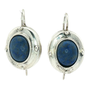 Blue Stone Bezel Earring | Sterling Silver