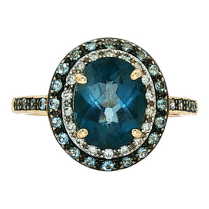 Blue Topaz and Diamond Ring | 14K Yellow Gold