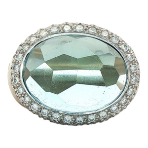 Blue Topaz Two Tone Diamond Ring | 18K Two Tone