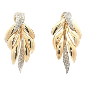 Botanical Leverback Earrings | 14K Two Tone Gold