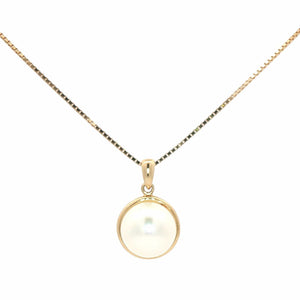 Button Pearl Necklace | 14K Yellow Gold