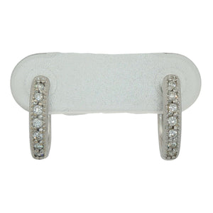 Diamond Accented Huggie Earrings | 14K Whiite Gold