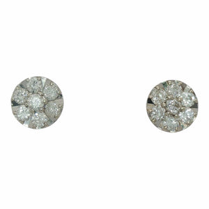 Diamond Cluster Stud Earrings  | 14K White Gold