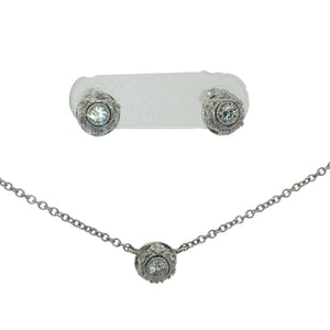 Diamond Milligrain Earring and and Necklace  | 18K White Gold