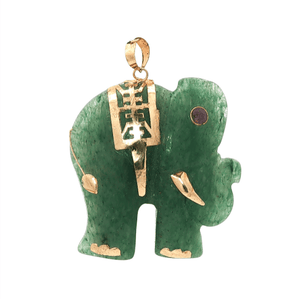 Elephant Jade Pendant | 18K Yellow Gold