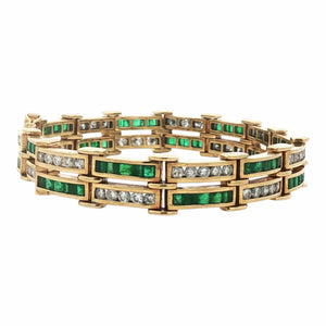 Emerald and Diamond Bracelet | 18K Yellow Gold