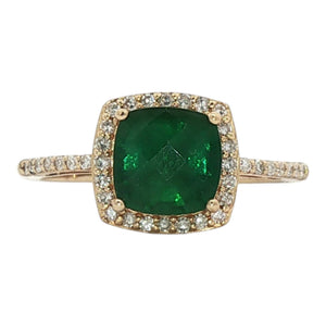 Emerald and Diamond Fashion Ring | 14K Yellow Gold