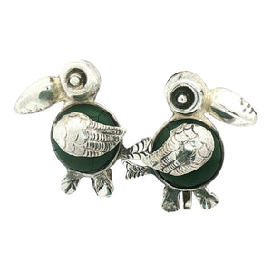 Green Bird Earrings | Sterling Silver