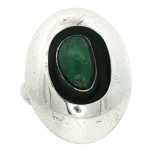 Green Stone Oval Dome Ring | Sterling Silver