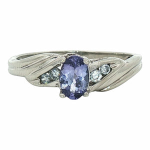 Iolite and Diamond Ring | 10K White Gold