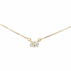 LAB 0.35CT Oval Solitaire Necklace | 14K Yellow Gold