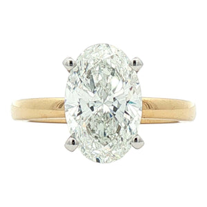 LAB Diamond 2.5CT Oval Engagement Ring | 18K Yellow Gold