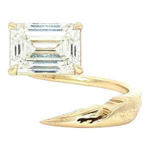 LAB Diamond  Broken Claw Ring  | 14K Yellow Gold