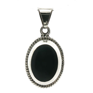 Large Black Oval Pendant | Sterling Silver