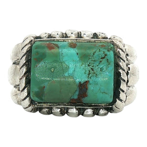 Large Stone Ring Rope Accented | Sterling Silver