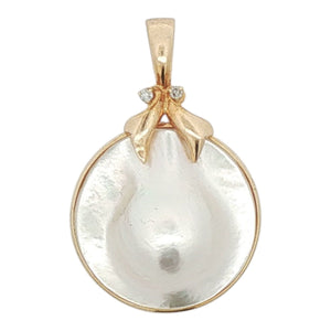 Mabe Blister Pearl and Diamond Pendant | 14K Yellow Gold