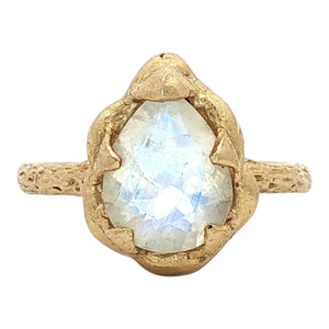 Moonstone Nature Inspired Ring  | 14K Yellow Gold