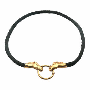 Orlanda Olsen Gold Leather Horse Head Necklace