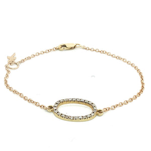 Oval Diamond Pendant Bracelet | 14K Yellow Gold