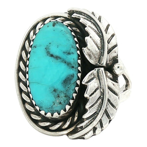 Oval Leaf Accented Ring | Sterling Silver