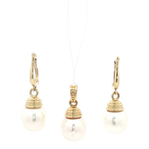 Pearl Earrings and Pendant | 14K Yellow Gold