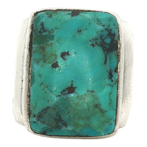 Rectangle Inlay Rib-Style Ring | Sterling Silver