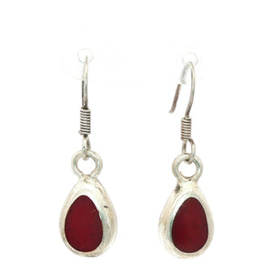 Red Teardrop Earrings | Sterling Silver