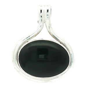 Sideways Black Oval Pendant | Sterling Silver