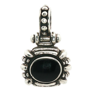 Small Oval Black Pendant | Sterling Silver
