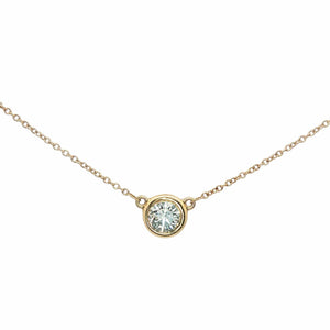 Solitare Bezel Diamond Necklace | 14K Yellow Gold