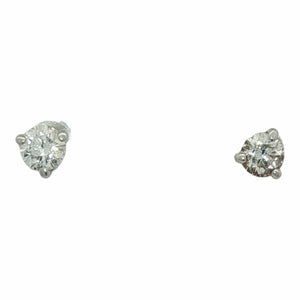 Solitare Diamond Stud Earrings | 14K White Gold