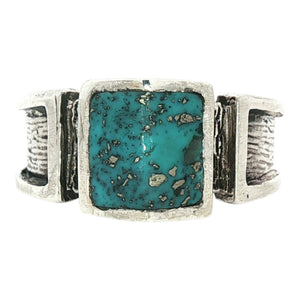 Square Inlay Wood Accent Ring | Sterling Silver